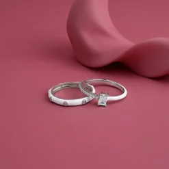 Silver Cute Girl Stack Rings (Size 12)