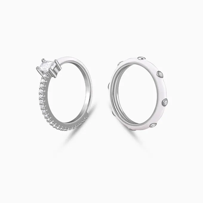 Silver Cute Girl Stack Rings (Size 12)