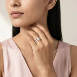 Silver Cute Girl Stack Rings (Size 12)