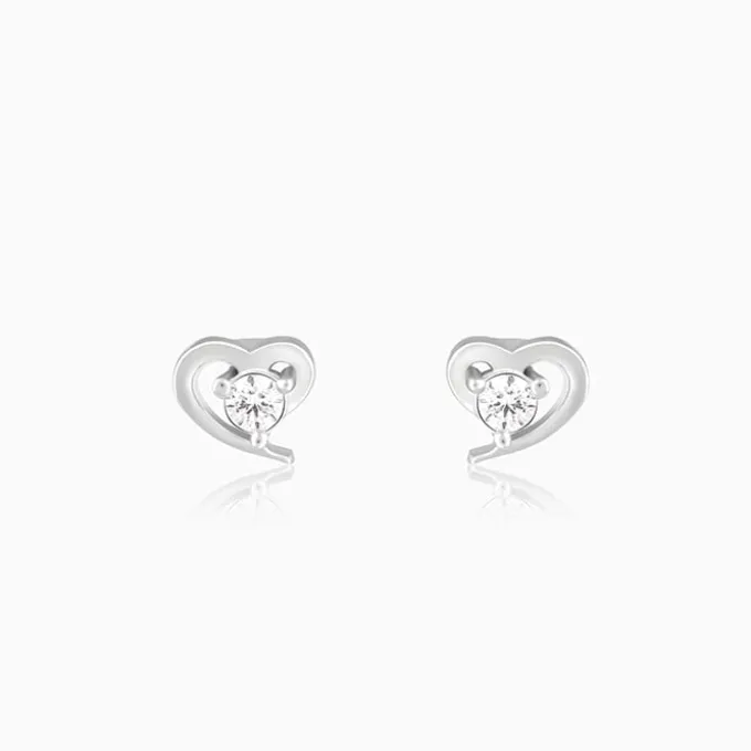 Silver Cute Heart Earrings
