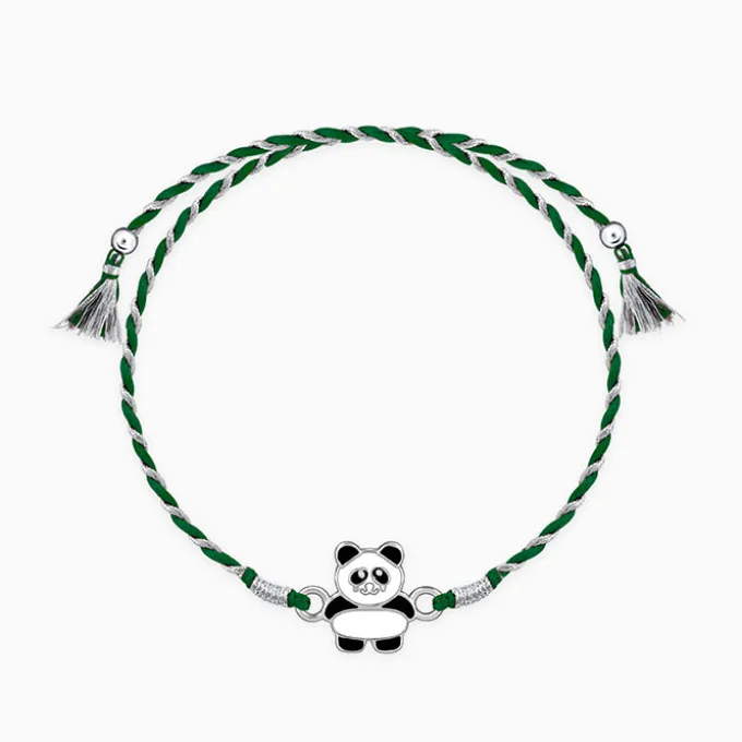 Silver Cute Panda Rakhi for Kids