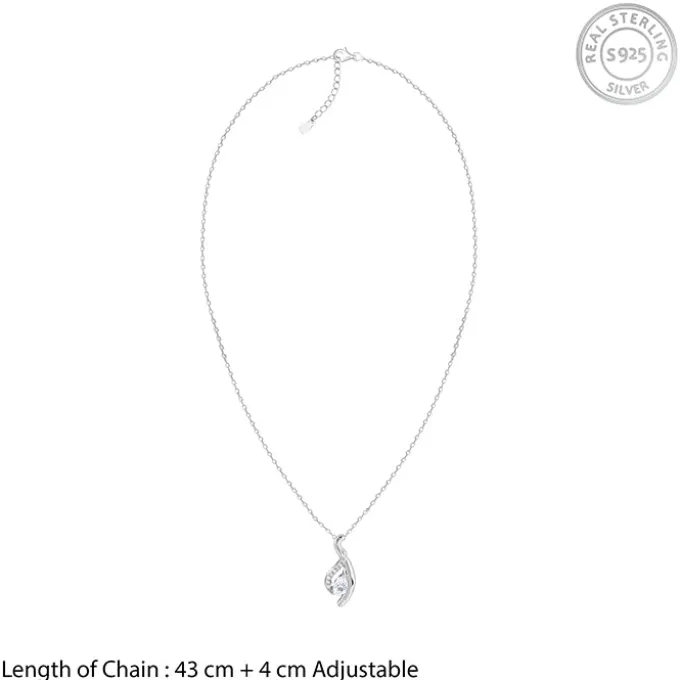 Silver Dancing Swirl Pendant with Link Chain