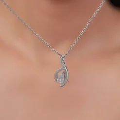 Silver Dancing Swirl Pendant with Link Chain