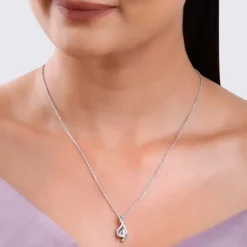 Silver Dancing Swirl Pendant with Link Chain