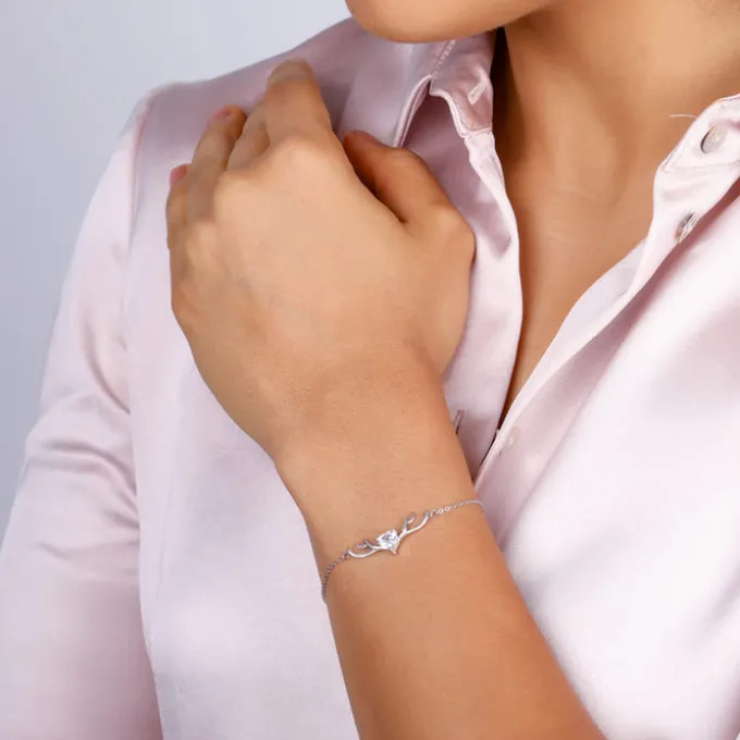 Silver Deer Heart Bracelet
