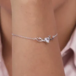 Silver Deer Heart Bracelet