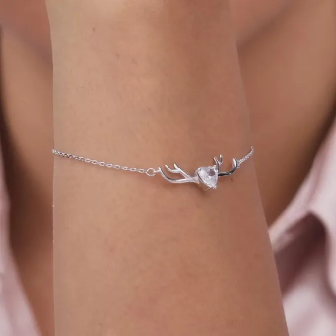 Silver Deer Heart Bracelet
