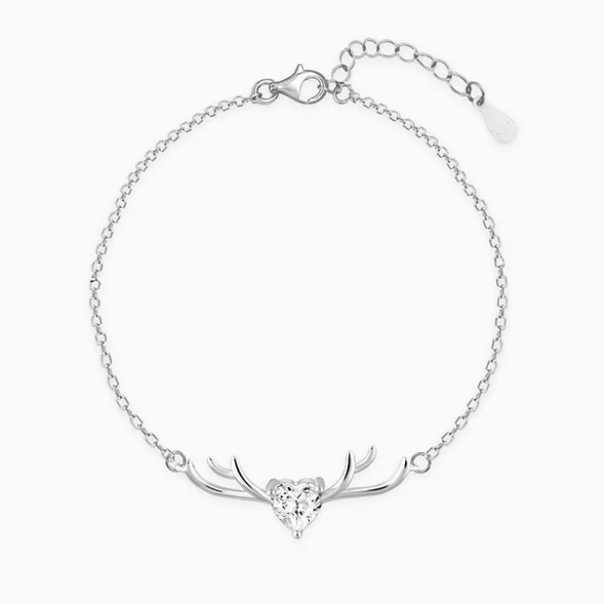 Silver Deer Heart Bracelet