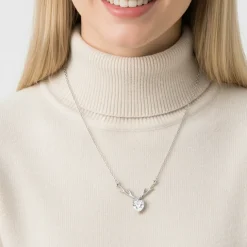 Silver Deer Heart Necklace