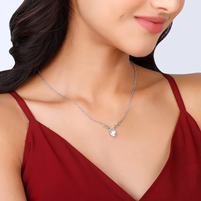 Silver Deer Heart Necklace
