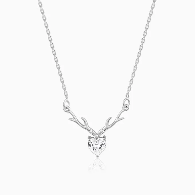 Silver Deer Heart Necklace