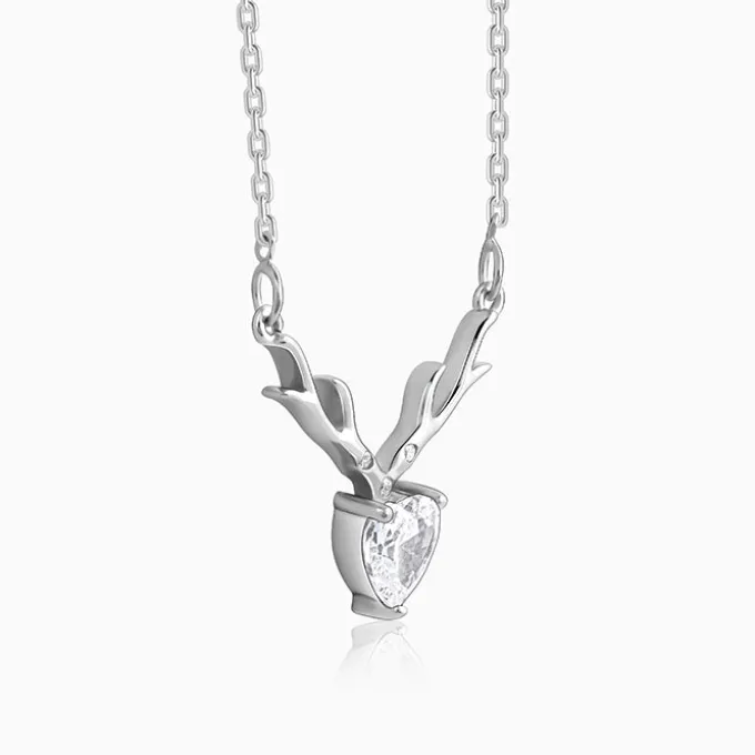 Silver Deer Heart Necklace