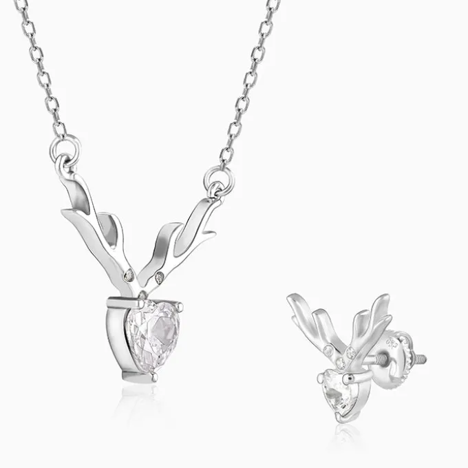 Silver Deer Heart Set