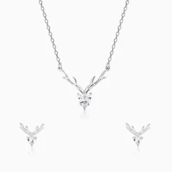 Silver Deer Heart Set