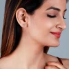 Silver Deer Heart Stud Earrings