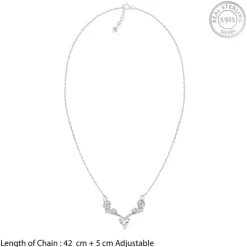Silver Deer Heart Zircon Necklace