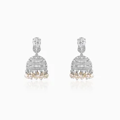 Silver Demi Pearl Chandbali Earrings