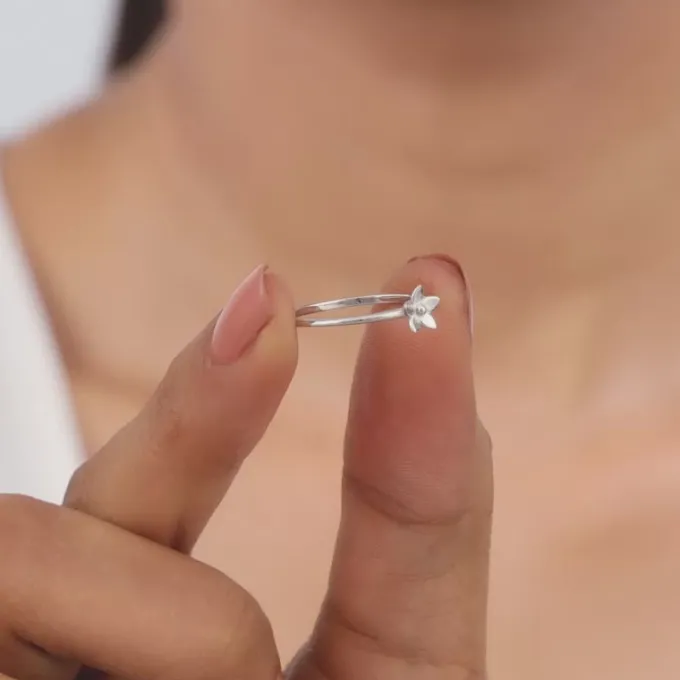 Silver Dendrobium Ring