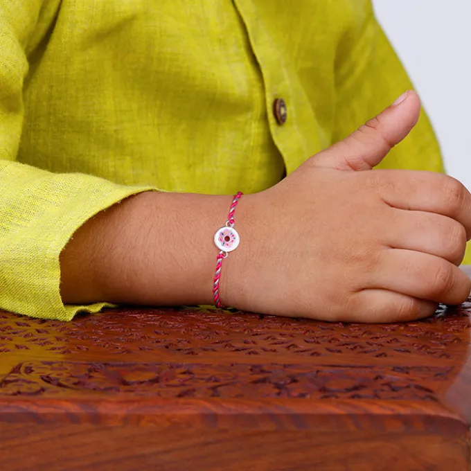 Silver Donut Life Rakhi for Kids