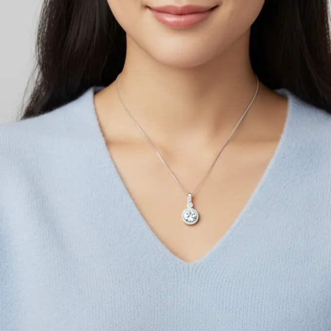 Silver Drizzle Drop Pendant with Box Chain