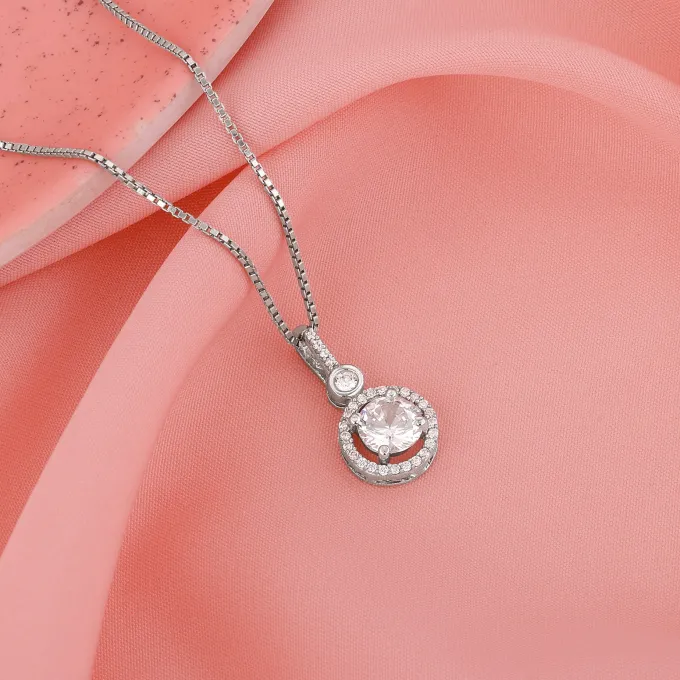 Silver Drizzle Drop Pendant with Box Chain