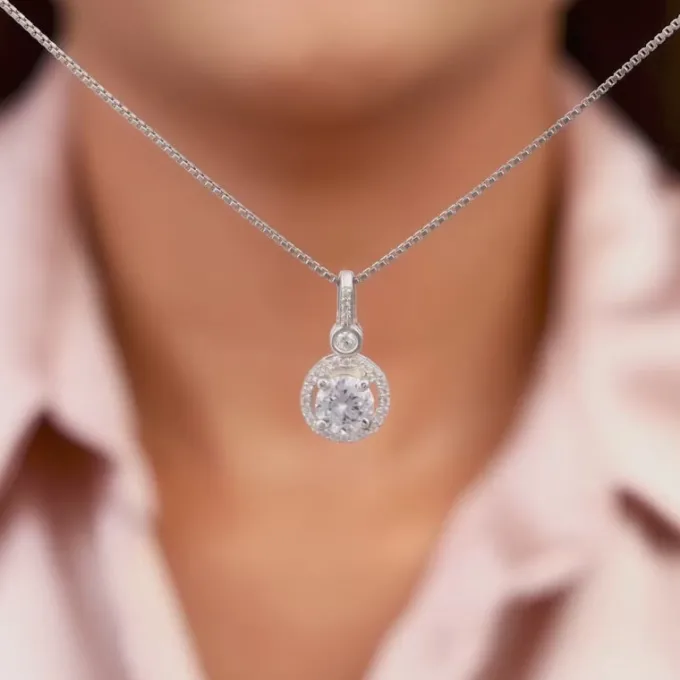 Silver Drizzle Drop Pendant with Box Chain