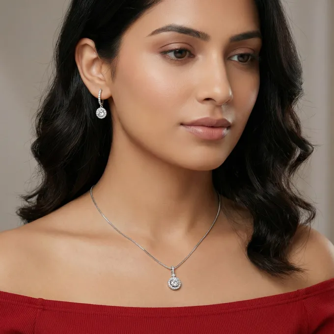 Silver Drizzle Drop Set with Link Chain