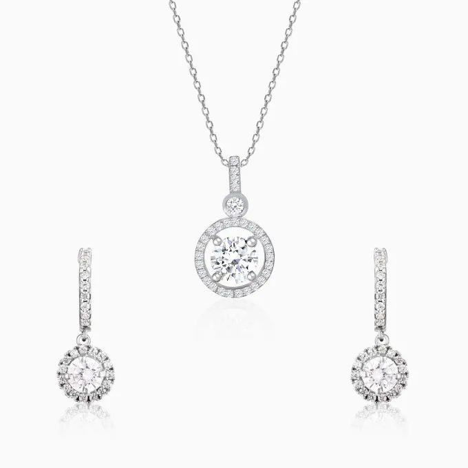 Silver Drizzle Drop Set with Link Chain