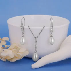 Silver Drops of Pearls Set
