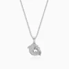 Silver Dual Dolphin Pendant with Link Chain