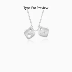 Silver Dual Heart Name Personalised Necklace