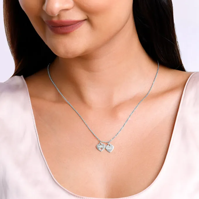 Silver Dual Heart Name Personalised Necklace