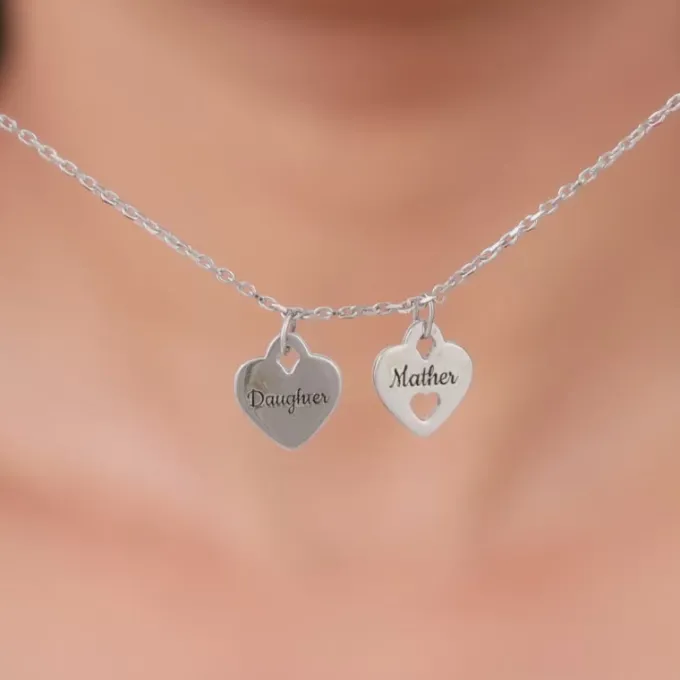 Silver Dual Heart Name Personalised Necklace