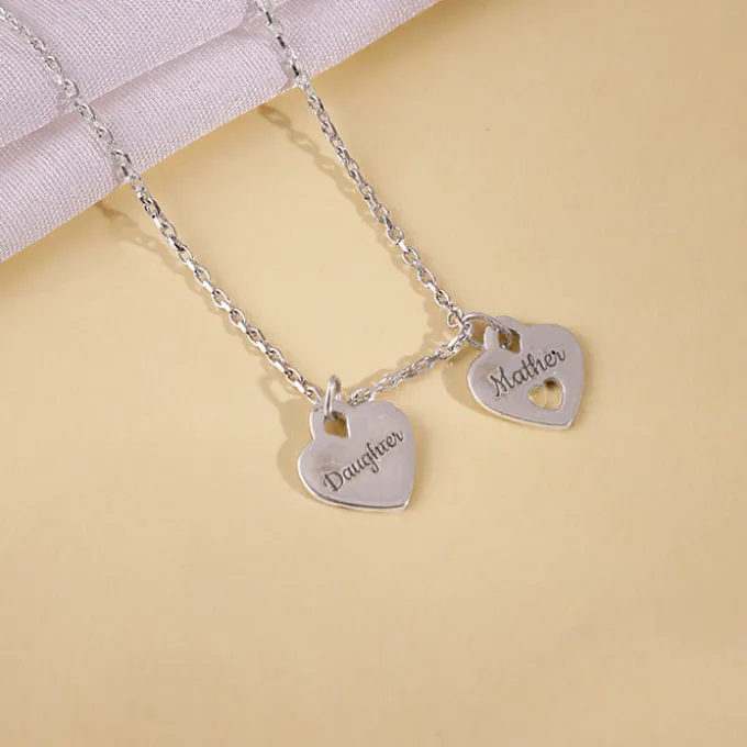 Silver Dual Heart Name Personalised Necklace