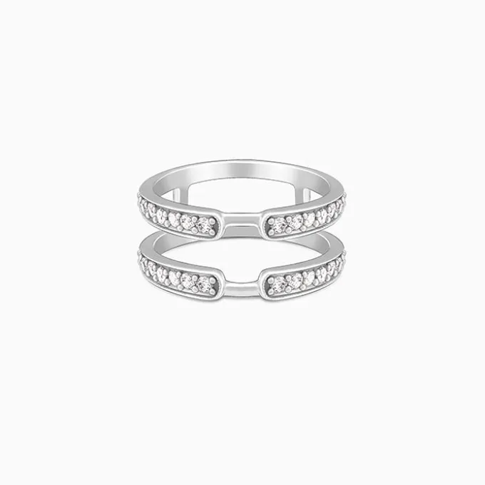 Silver Dual Layer Zircon Ring