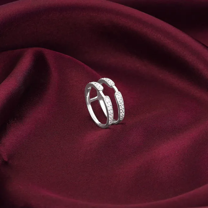 Silver Dual Layer Zircon Ring