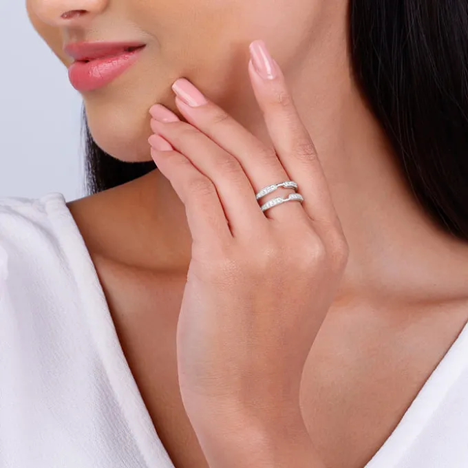 Silver Dual Layer Zircon Ring