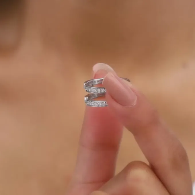 Silver Dual Layer Zircon Ring