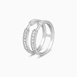 Silver Dual Layer Zircon Ring