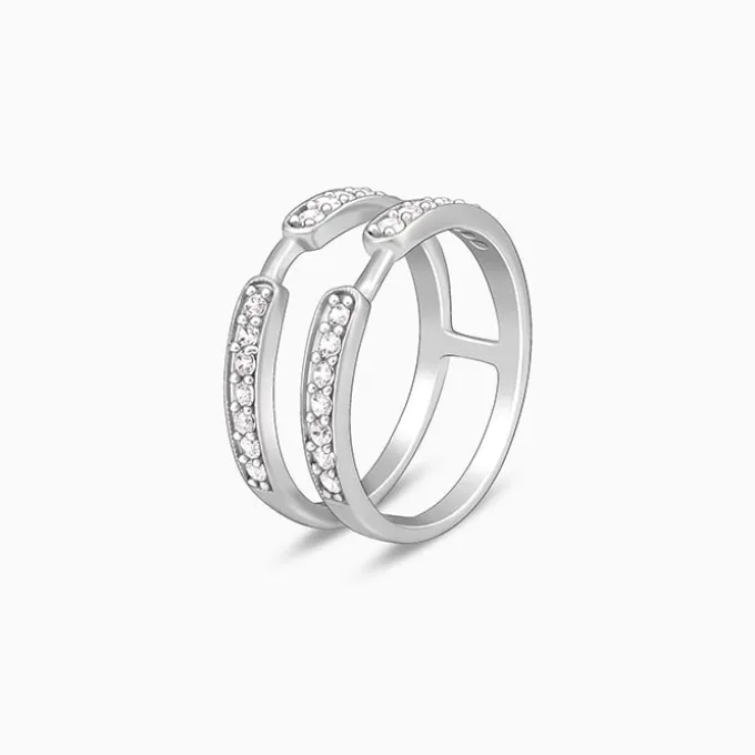 Silver Dual Layer Zircon Ring