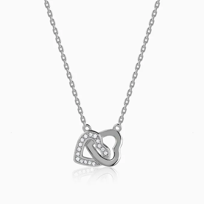 Silver Duo Heart Love Necklace