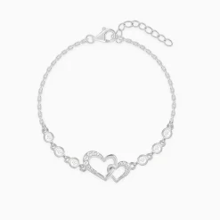 Silver Duoheart Bracelet
