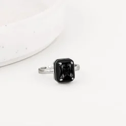 Silver Ebon Black Ring