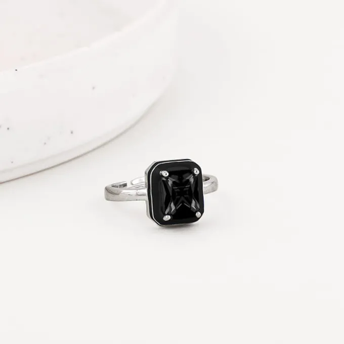 Silver Ebon Black Ring