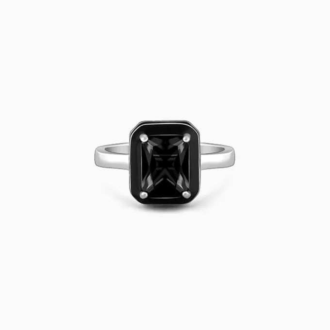 Silver Ebon Black Ring