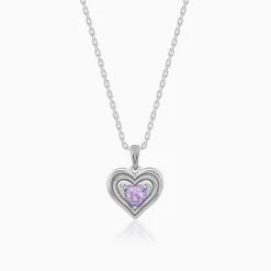 Silver Echo of Love Pendant With Link Chain