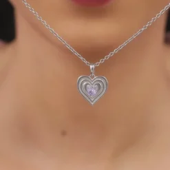 Silver Echo of Love Pendant With Link Chain