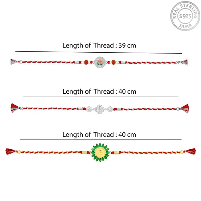 Silver Ekadanta Rakhi Combo (Set of 3)