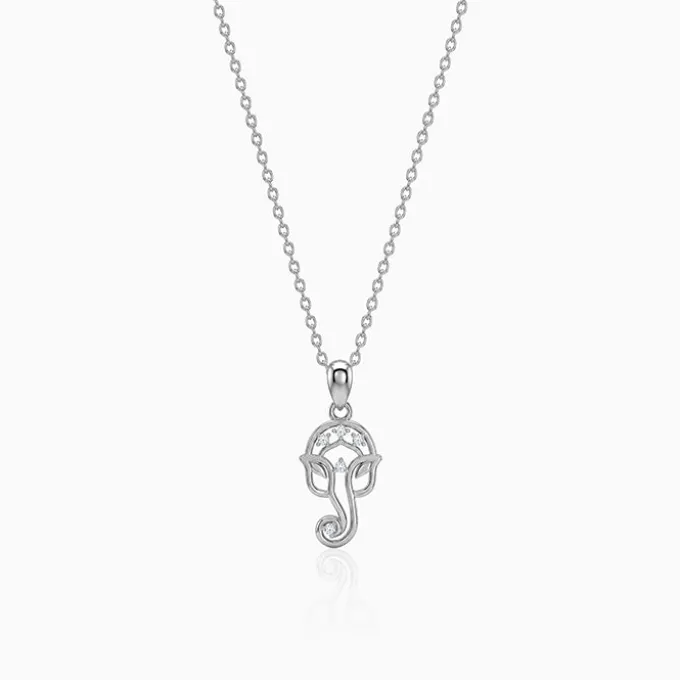 Silver Ekadantaya Pendant with Link Chain