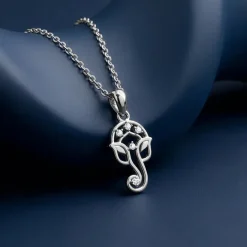 Silver Ekadantaya Pendant with Link Chain